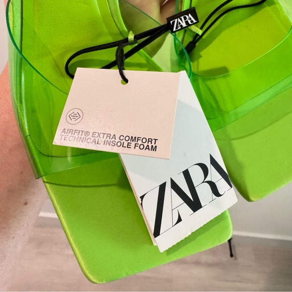 NWT Zara Lime Green High Heel Vinyl Mules Size 41 - Picture 7 of 11